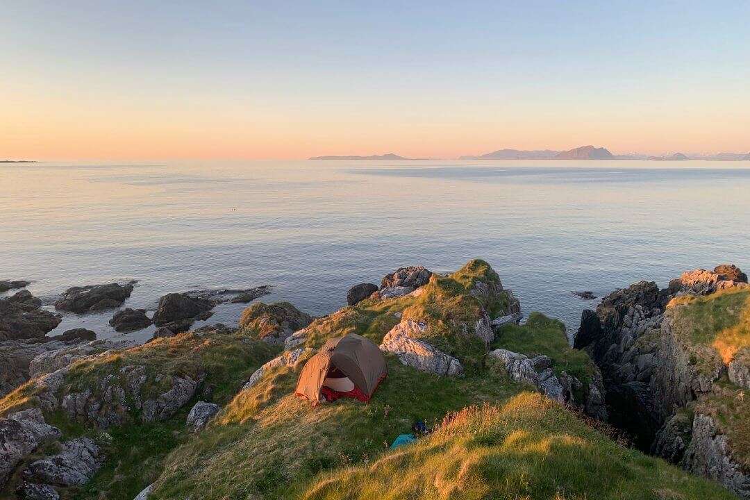 Tent overlooking sea